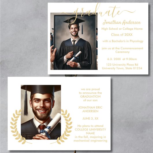 2 Foto Afstuderen Collage Script Wit & Goud Aankondiging