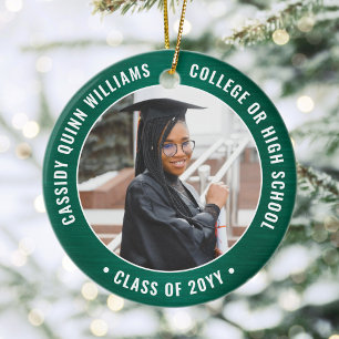 2 Foto Afstuderen Elegant Modern Green and White Keramisch Ornament