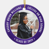 2 Foto Afstuderen Elegant Modern Paars en White Keramisch Ornament (Voorkant)