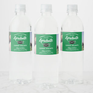 2 Foto Afstuderen Gefeliciteerd Groen Wit en Zwart Waterfles Etiket