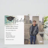 2 Foto Afstuderen Green Gold Notice Card Kaart (Staand voorkant)