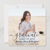 2 Foto Afstuderen Modern Eenvoudig Script Square Kaart (Voorkant)
