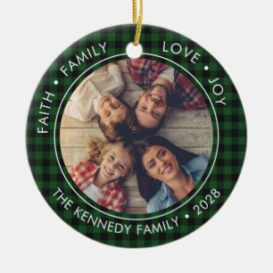 2 Foto Buffalo Pset Faith Family Love Joy Keramisch Ornament