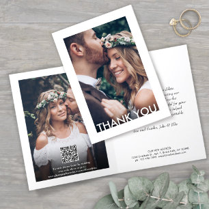 2 Foto Chic Deco Typografie & Nieuwe Adres Bruilof Bedankkaart