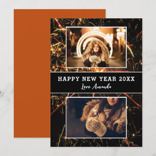 2 Foto Collage Fireworks Happy Nieuwjaar Feestdagenkaart