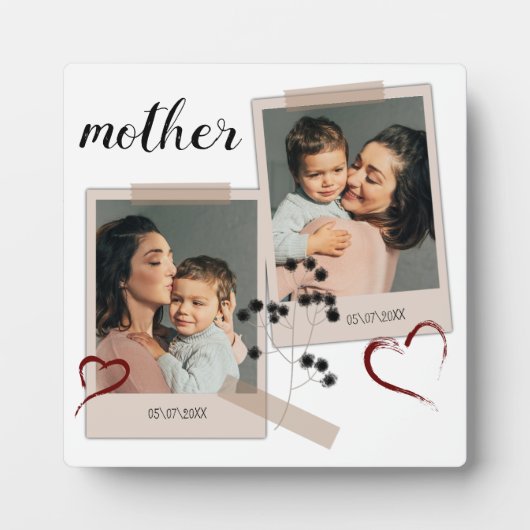 2 Foto Collage Moeder Gift Modern Elegant Script Fotoplaat (Voorkant)