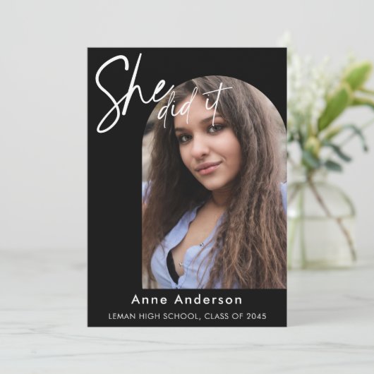 2 Foto Custom Eenvoudig Modern Afstuderen Aankondiging (Staand voorkant)