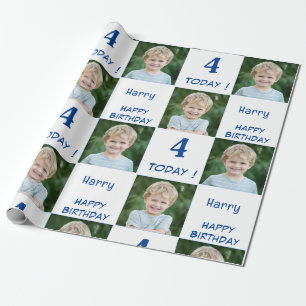 2 Foto Custom Happy Birthday Boy Cadeaupapier
