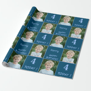 2 Foto Custom Happy Birthday Boy Cadeaupapier