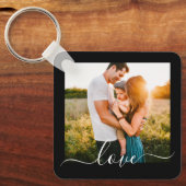 2 Foto dubbelzijdig Sjabloon Love Text Metal Sleutelhanger (Voorkant)