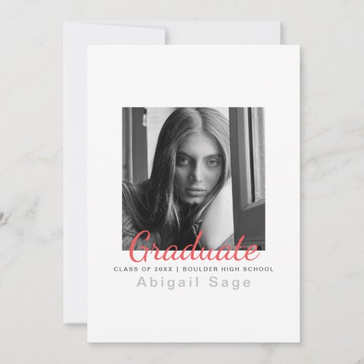 2 Foto eenvoudig modern, minimalistisch Afstuderen Kaart (Voorkant)