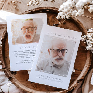 2-foto eenvoudige moderne liefdevolle geheugen beg bedankkaart