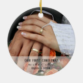 2 Foto Eerste Kerstmis Getrouwd als Mr & Mrs Keramisch Ornament (Achterkant)