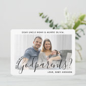 2 Foto Godouders Voorstel Modern elegant script Kaart (Staand voorkant)