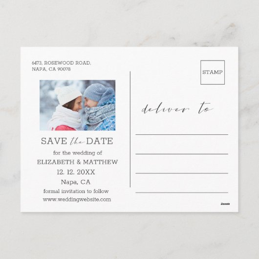 2 Foto Gold Foil Holiday Wedding Save the Date Feestdagenkaart (Achterkant)