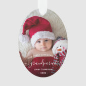 2-Foto-Grandouders First KerstWhite Script Ornament (voorkant)