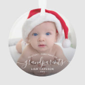 2-Foto Grootouders Eerste Kerstmis Witte Script Ornament (achterkant)
