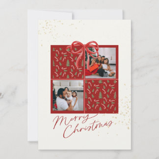 2-Foto Kerstcadeaukaart met Suikerstokken en Rode Kaart