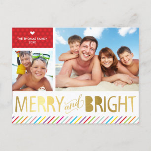2 FOTO KERSTFAMILIE modern vrolijk en helder Feestdagenkaart