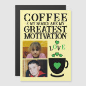 2 foto Koffie en familie groene magnetische kaart (Voorkant / Achterkant)