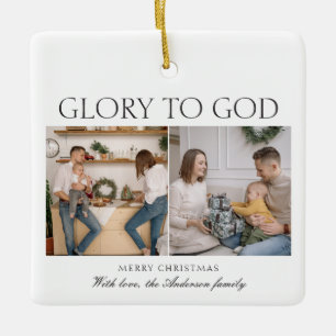 2 Foto Lukas 2:14 Glorie aan God Bijbel Kerstmis Keramisch Ornament