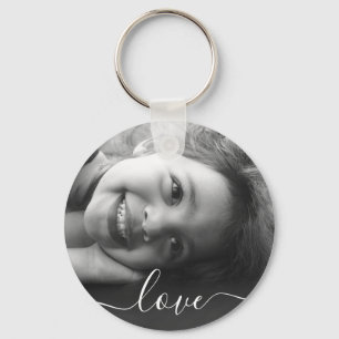 2 Foto met dubbelzijdige ronde Sjabloon Love Metal Sleutelhanger