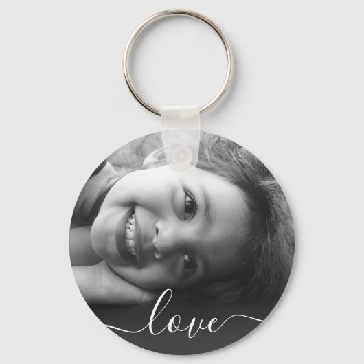 2 Foto met dubbelzijdige ronde Sjabloon Love Metal Sleutelhanger (Voorkant)