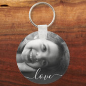 2 Foto met dubbelzijdige ronde Sjabloon Love Metal Sleutelhanger (Voorkant)