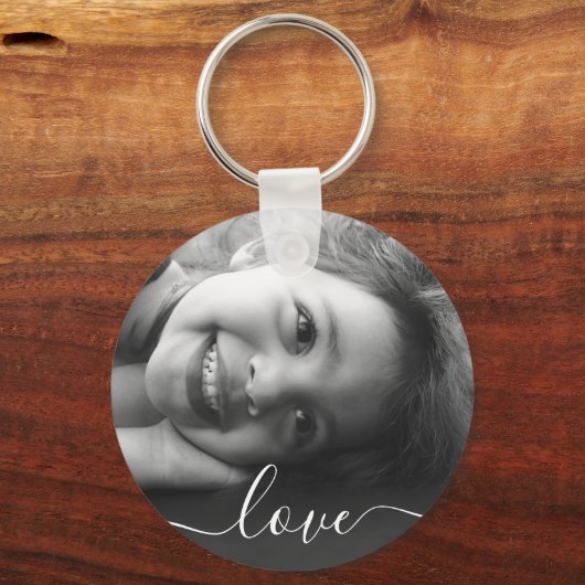 2 Foto met dubbelzijdige ronde Sjabloon Love Metal Sleutelhanger (Voorkant)