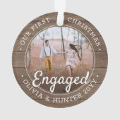 2 Foto met kerstcadeautjes Rustic Faux Wood Ornament (achterkant)