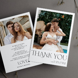 2 foto minimalistische moderne typografie bruiloft bedankkaart