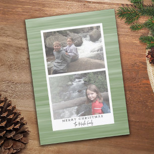 2 Foto Modern Abstract met White Border Green Feestdagenkaart