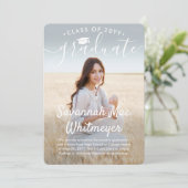 2 Foto Modern Overlay White Script Afstuderen Aankondiging (Staand voorkant)