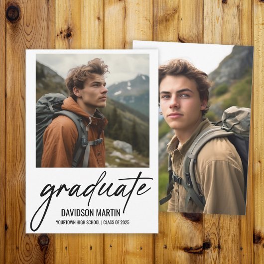 2 Foto Modern Script Afstuderen Aankondiging