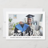 2 Foto Modern Script Afstuderen Save the Date Kaart (Voorkant)