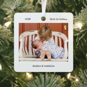 2 Foto Modern Typewriter Love Persoonlijk Metalen Ornament