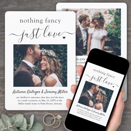 2 Foto niets Fancy gewoon liefdeshuwelijk Kaart