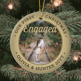 2 Foto Onze eerste kerst met zwarte en gouden kleu Keramisch Ornament