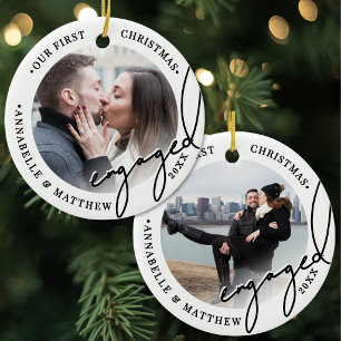 2 Foto Onze Eerste Kerst Verloving Foto Keramisch Ornament