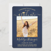 2 Foto Parents Congrates Navy Blue Gold Afstuderen Aankondiging (Voorkant)