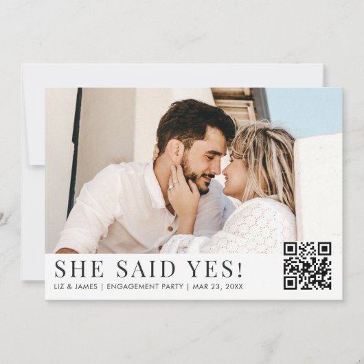 2 Foto QR Code Modern Engagement Party Kaart (Voorkant)