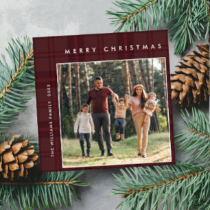 2 foto Retro Kerstmis Plaid Groet Feestdagenkaart