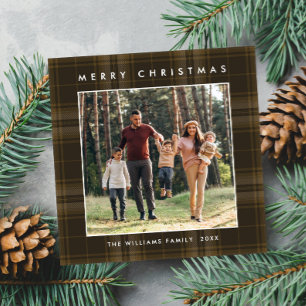 2 foto Retro Kerstmis Plaid Groet Feestdagenkaart