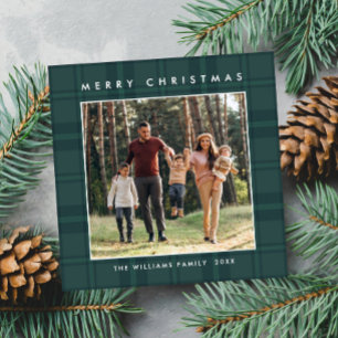 2 foto Retro Kerstmis Plaid Groet Feestdagenkaart