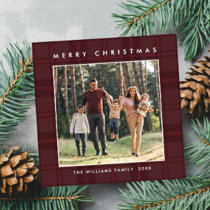2 foto Retro Kerstmis Plaid Groet Feestdagenkaart