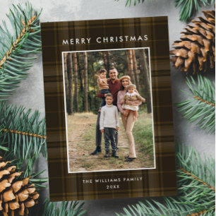 2 foto Retro Kerstmis Plaid Groet Feestdagenkaart