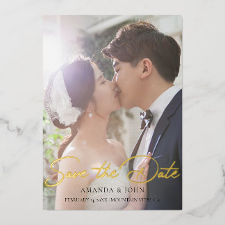 2 Foto Save The Date Trouw Uitnodiging Goud