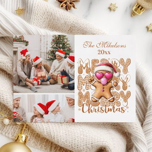 2 Foto Schattige Gingerbread Christmas Feestdagenkaart
