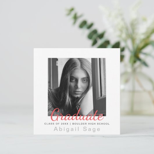 2 Foto Simple Modern Minimalist Square Afstuderen Aankondiging (Staand voorkant)