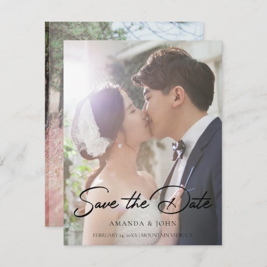 2 Foto Sprookje Save the Date Wedding Invitation (Voorkant / Achterkant)